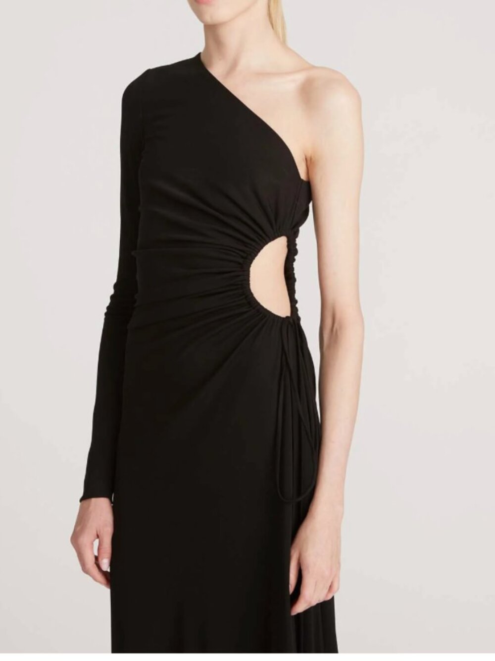 Halston Bay One-Shoulder Matte Jersey Cutout Maxi Gown in Black - Size 4 - Picture 16 of 16